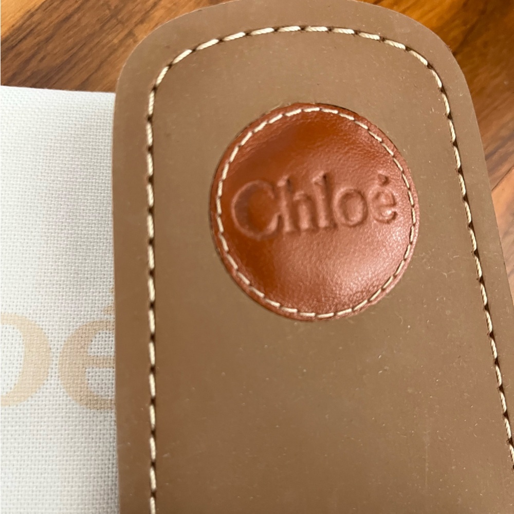 Chloe Woody Logo Leather Strap Slides Sandals size 40, NEW - Picture 5 of 14